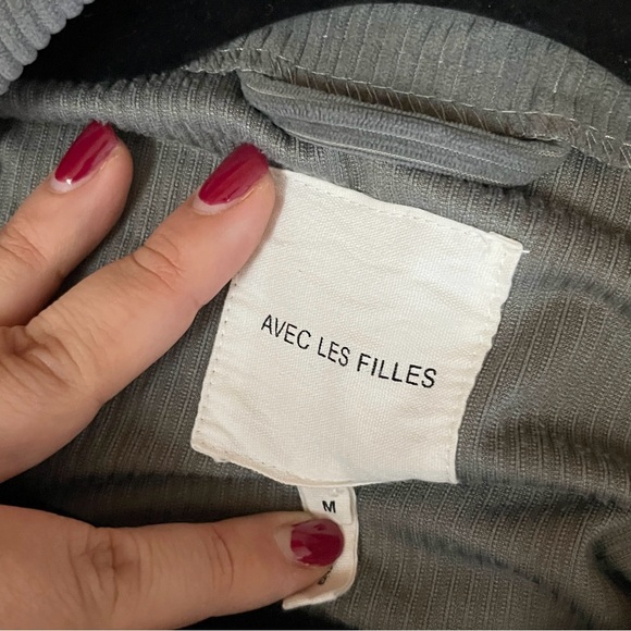 Avec Les Filles Classic Corduroy Shacket Gray Button Down Women’s Shirt Jacket - Picture 10 of 11